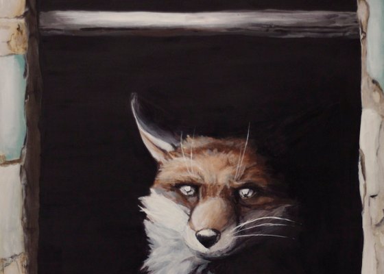 Eerie Fox in Abandoned House Window - Sarah Stupak
