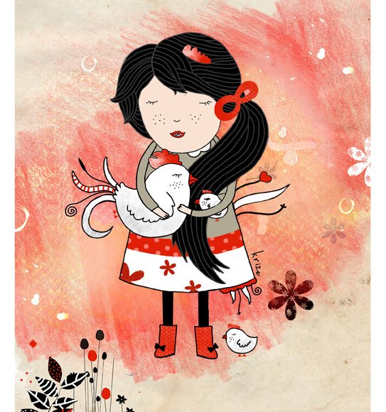 Girl with Chicken - Kristina Sabaite